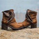 European and American Women's Fashionable Short Boots - Artificial PU Material, Belt Buckle Design