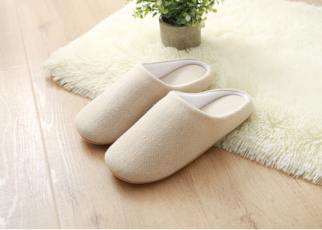 Men's Cotton Black autumn season Home Furnishing East indoor household warm slippers Muji soft bottom good anti-skid slippers - Dazpy