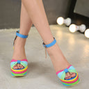 Wedge straw fish mouth sandals