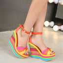 Wedge straw fish mouth sandals