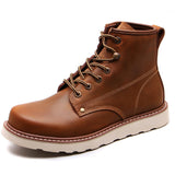 Cowhide Leather Martin Boots Men's Autumn And Winter Plus Cashmere To Keep Warm - Dazpy