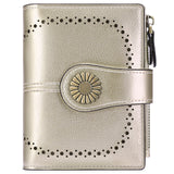 Wallet Women's Short Oil Wax Leather Zipper Card Holder - Dazpy