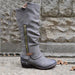 Knight boots thick heel round toe high side zipper leather - Dazpy