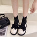 Bowknot Shaved Leather Wind Ankle Boots Flat Cloth Thin Skinny Socks Boots - Dazpy