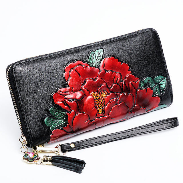 Leather zipper Korean style first layer leather wallet - Dazpy