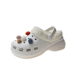 Plush Thick Soled Baotou Sponge Cake Two Wear Cotton Slippers - Dazpy