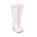Fashion Fur Collar Boots Women's Thick Heel Round Toe High Boots