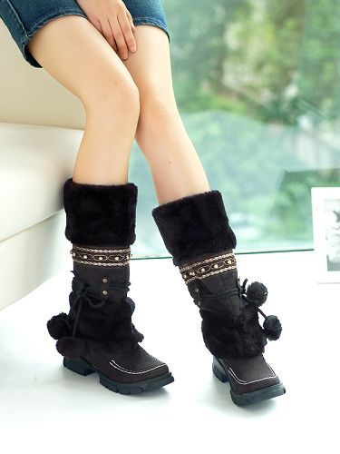 Winter Martin Boots Thick High-Heeled Boots Women's Fashion Shoes Sexy Long Long Snow Boots - Dazpy