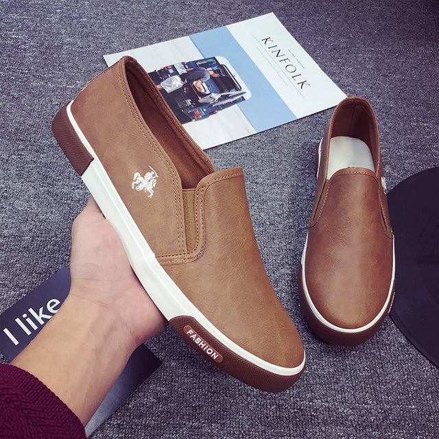 Men Breathable High Quality Casual shoes PU Leather Shoes Casual Slip On men Fashion - Dazpy