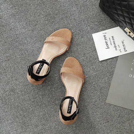 Summer New Korean Version Of Rough Heel Hollowed Out Women's High Heel Shoes, Sandals, Guangzhou Women Shoes 50240 - Dazpy