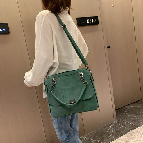 Matte Women  Scrub Female Shoulder Bags Large Capacity Matcha Green PU Leather Lady Totes Boston Bag for Travel Hand Bags - Dazpy