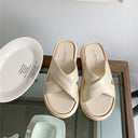 Korean Version Cross Strap Half Slippers Women's Flat Bottom Fairy Beach