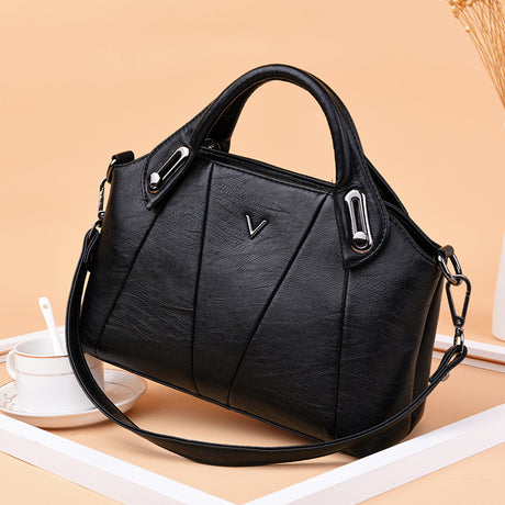 Soft Leather Sheepskin Middle-aged Lady's Small Square Bag - Dazpy