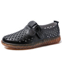 Women's Soft Surface Cutout Flat Heel Leather Shoes