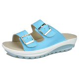 The 2021 summer new leather slope with thick soles muffin with leisure shoes sandals slippers shoes shake - Dazpy