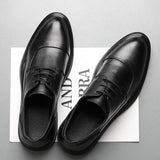 Men's Leather Soft Bottom Pointed Toe Lace-up Shoes - Dazpy