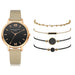 Women's Luxury Leather Band Quartz Watch Set 5 Pcs - Dazpy