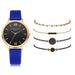 Women's Luxury Leather Band Quartz Watch Set 5 Pcs - Dazpy