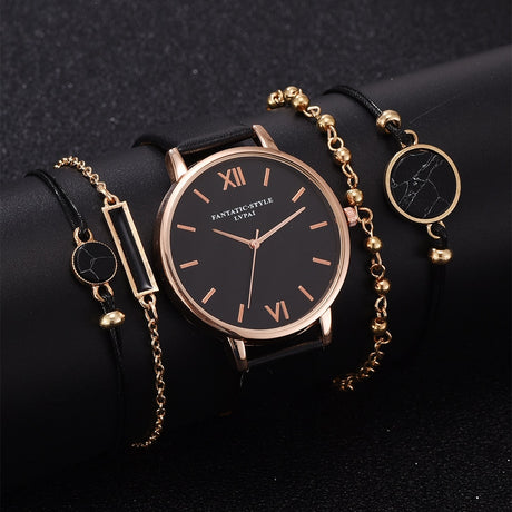 5pcs Woman Quartz Wristwatch with Bracelet - Dazpy