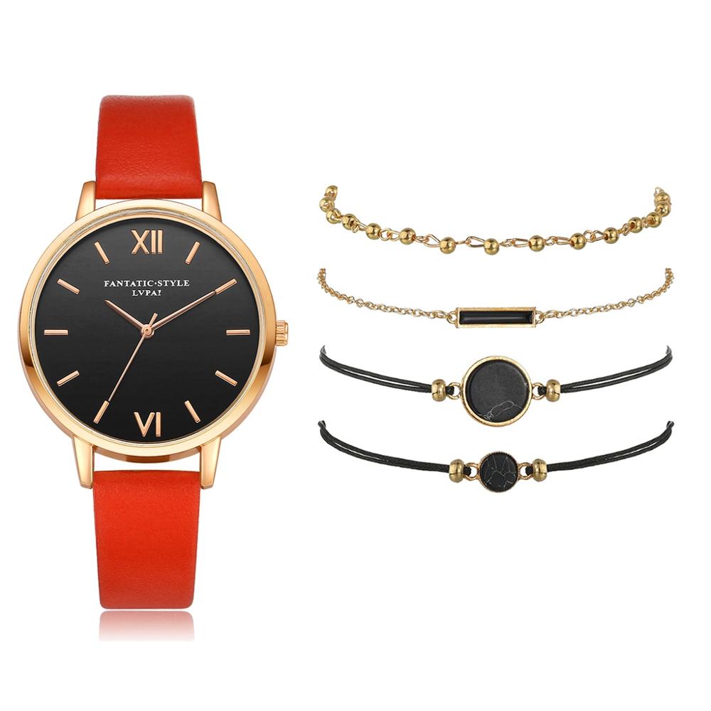 5pcs Woman Quartz Wristwatch with Bracelet - Dazpy