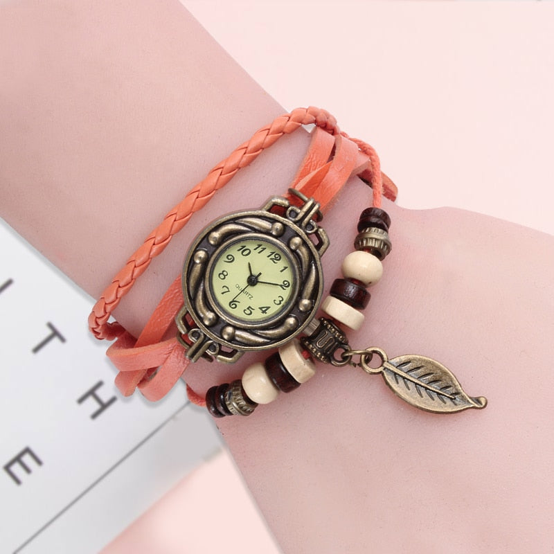 Vintage Dress Watch with Genuine Leather Bracelet - Dazpy