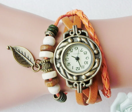 Vintage Dress Watch with Genuine Leather Bracelet - Dazpy