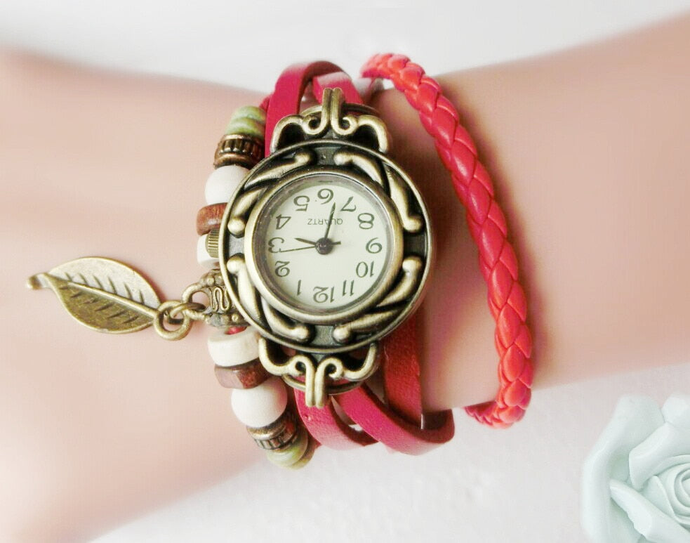 Vintage Dress Watch with Genuine Leather Bracelet - Dazpy