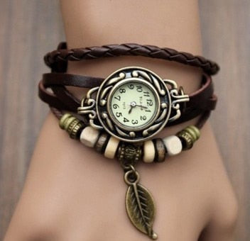 Vintage Dress Watch with Genuine Leather Bracelet - Dazpy