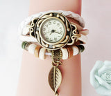 Vintage Dress Watch with Genuine Leather Bracelet - Dazpy