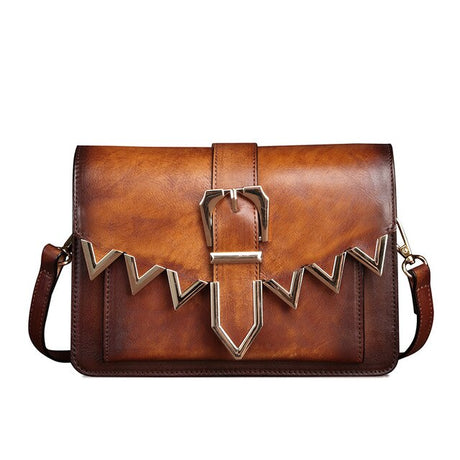 Diagonal leather retro small square bag - Dazpy