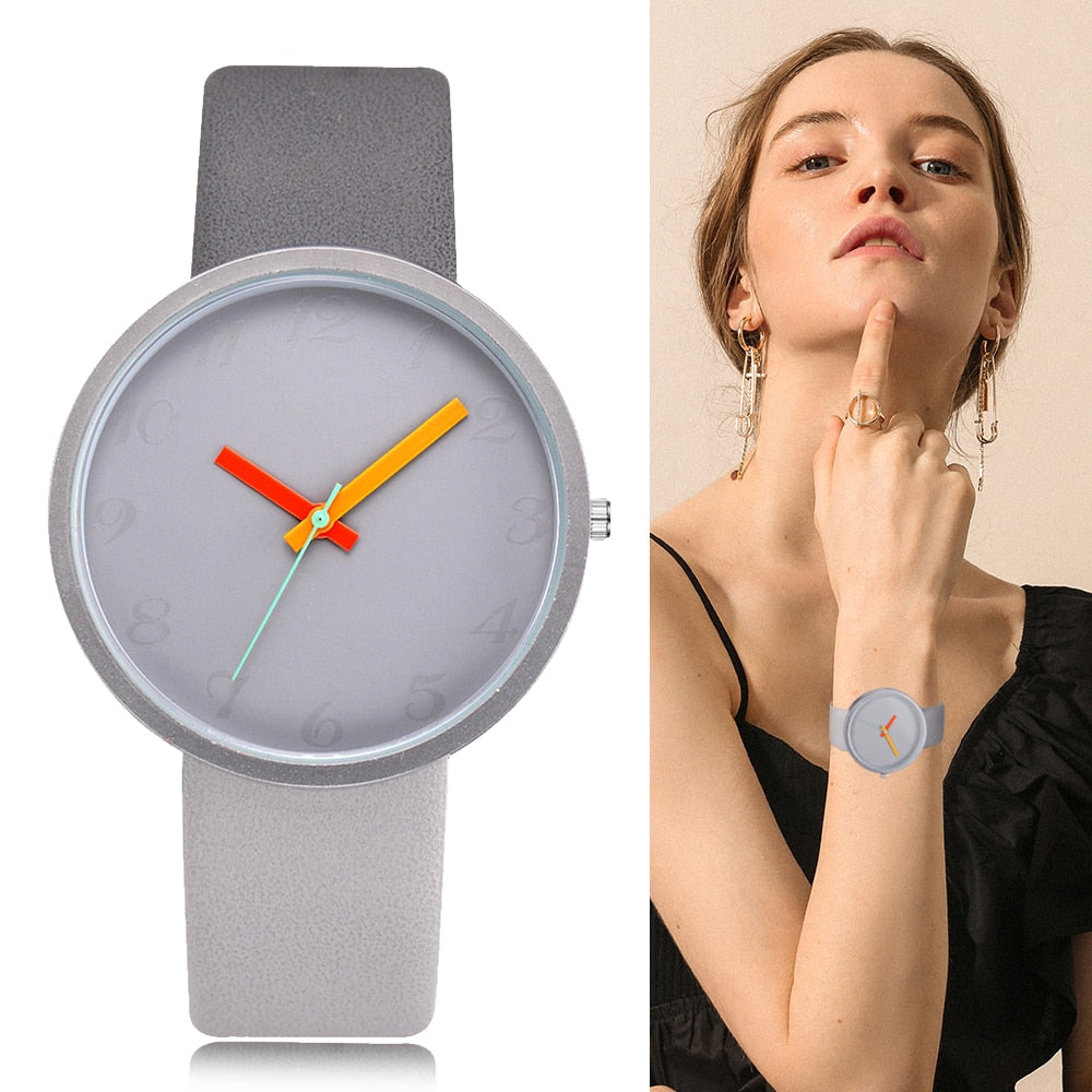 Women's Casual Minimalist Leather Wrist Watch - Dazpy