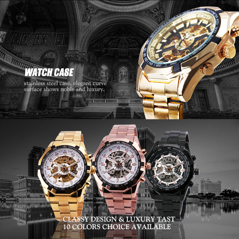 Cool Men's Skeleton Automatic Mechanical Watch - Dazpy