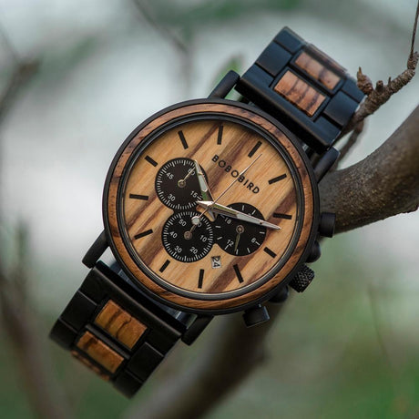 Men's Round Wooden Quartz Watch - Dazpy