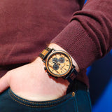 Men's Round Wooden Quartz Watch - Dazpy