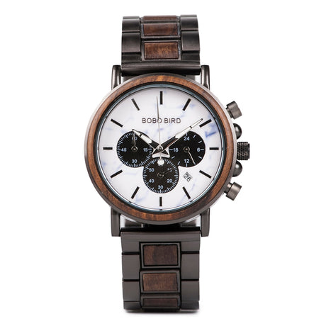 Men's Round Wooden Quartz Watch - Dazpy