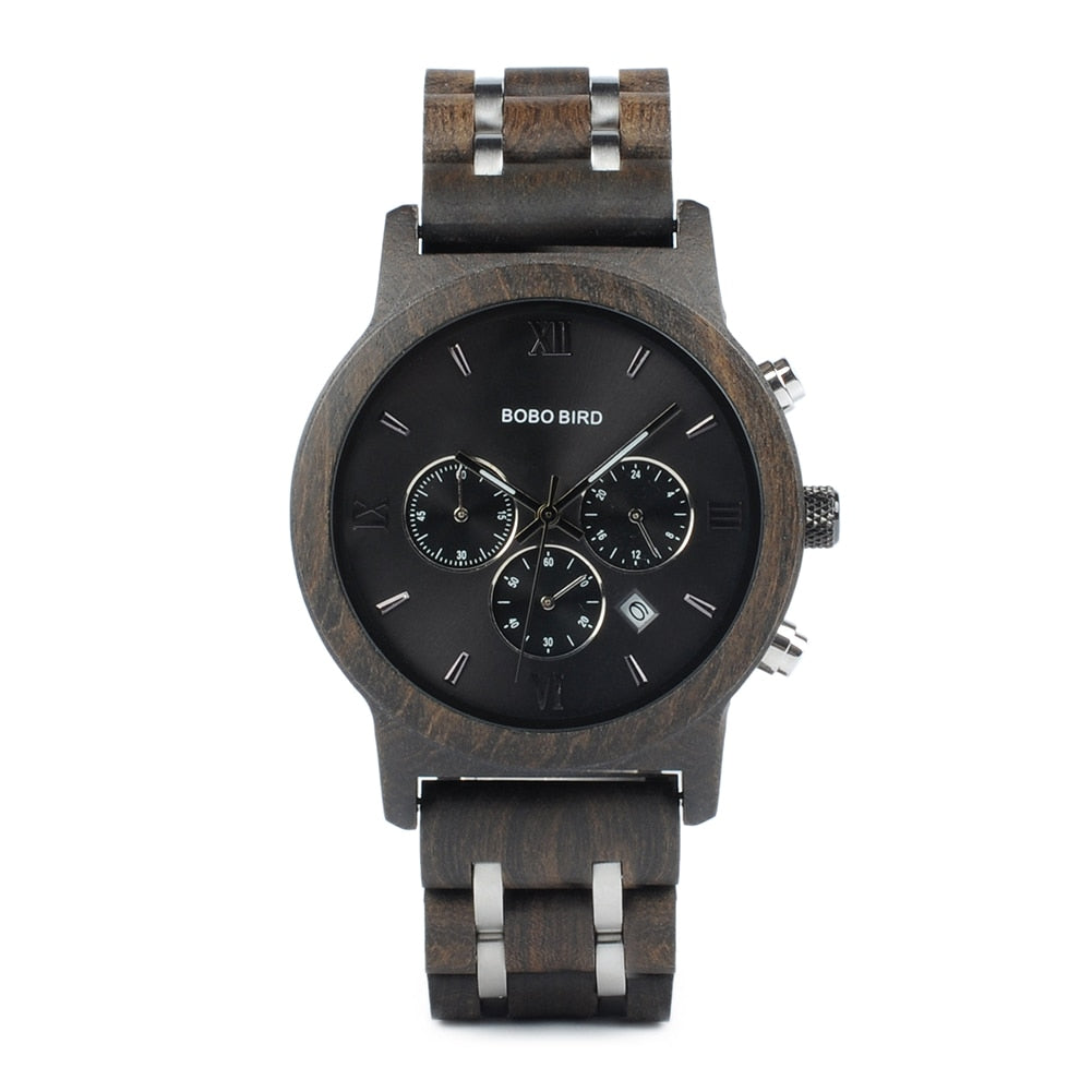 Men's Round Wooden Quartz Watch - Dazpy