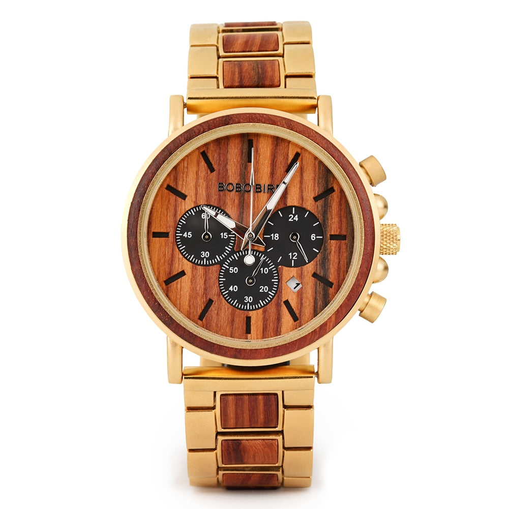 Men's Round Wooden Quartz Watch - Dazpy