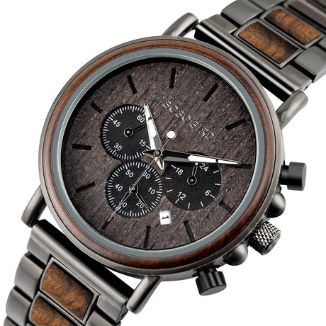 Men's Round Wooden Quartz Watch - Dazpy