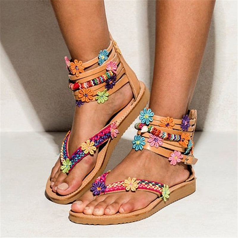 Ethnic style beaded petal sandals - Dazpy