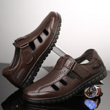 Men's leather hollow breathable sandals - Dazpy