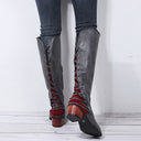 Women's Flat Round Toe Side Zipper Over-the-knee Boots