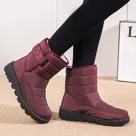 Winter Fabric Casual Cotton Shoes Mid-tube Artificial Wool Plus Velvet Thick Snow Boots - Dazpy