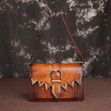 Diagonal leather retro small square bag - Dazpy