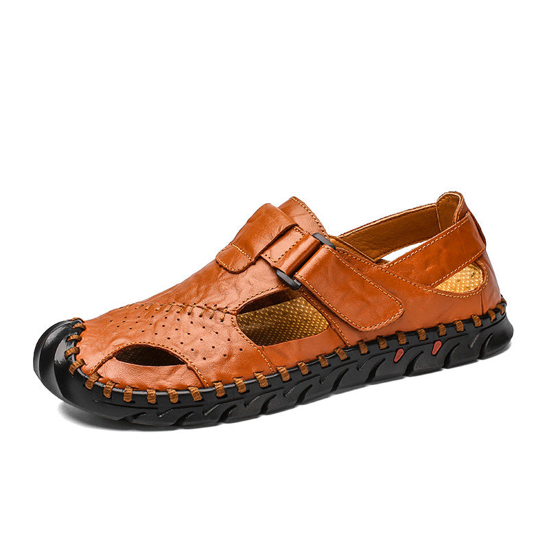 Breathable Large Size Soft Leather Sandals Men's Trendy Sandals Men - Dazpy