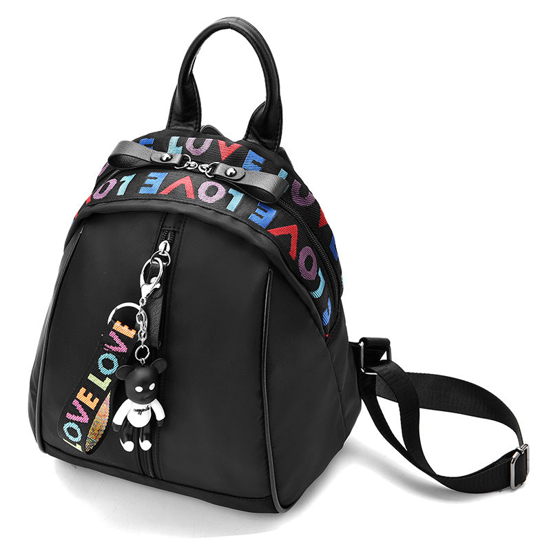 Bear Alphabet Ribbon Backpack Female Designer High Quality Oxford Women Bag Fashion School Bags Girl Letter Print Travelling Leisure Bags - Dazpy