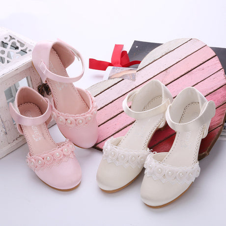 Foreign Trade Export Flower Small High-heeled Children's Shoes - Dazpy