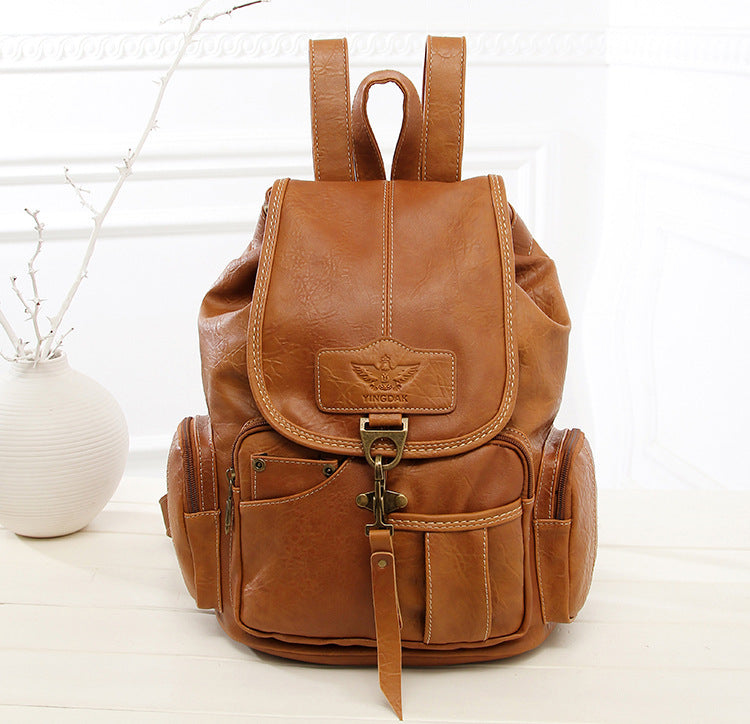 Retro backpack female 2021 new handbag fashion ladies backpack schoolbag hook factory direct - Dazpy