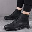 Flat Heel Black Internal Mesh Round Toe Martin Boots - Dazpy