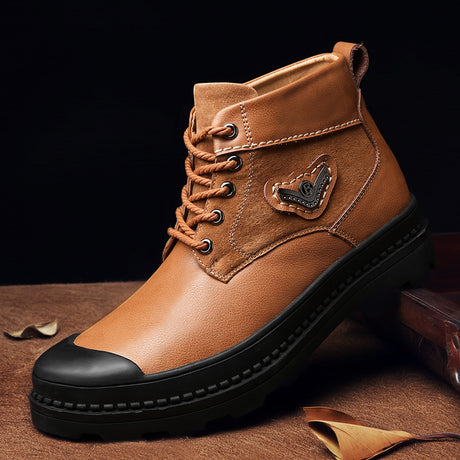 The 2021 Men's Winter Leather Shoes With Leather Soft Velvet Vintage Martin Boots Shoes British Boots - Dazpy