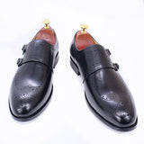 2021 Autumn Men's Leather Shoes Top Layer Cowhide Double Buckle Loafers - Dazpy